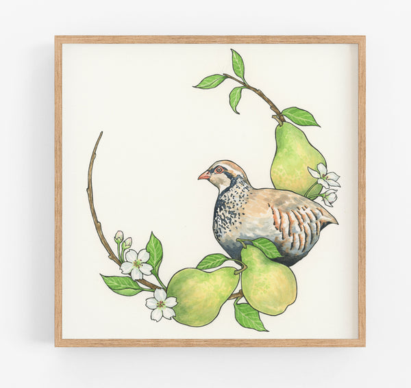 Partridge Wreath Print